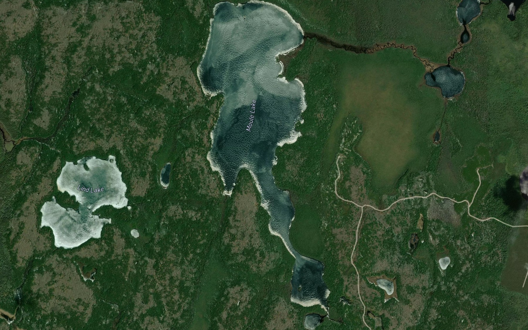 Satellite map of the Moule Lake