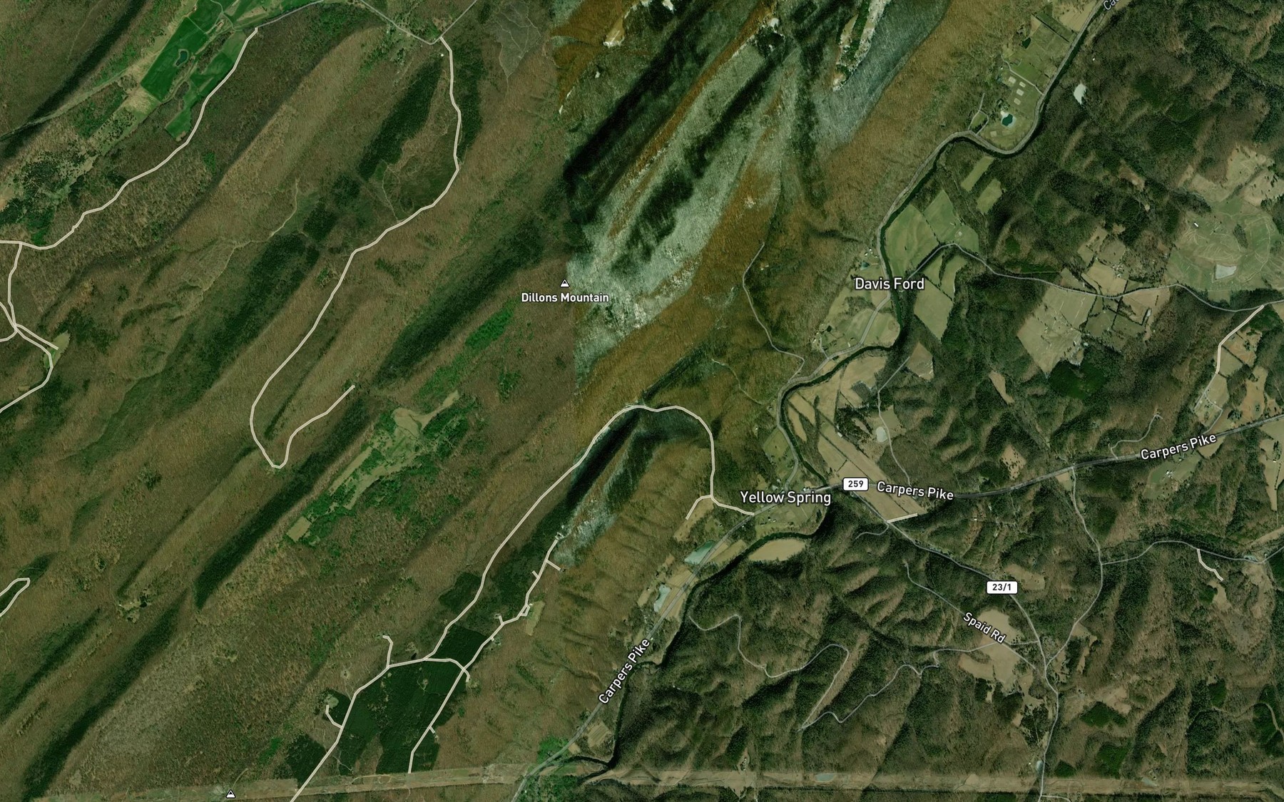 Satellite map of the Yellow Spring