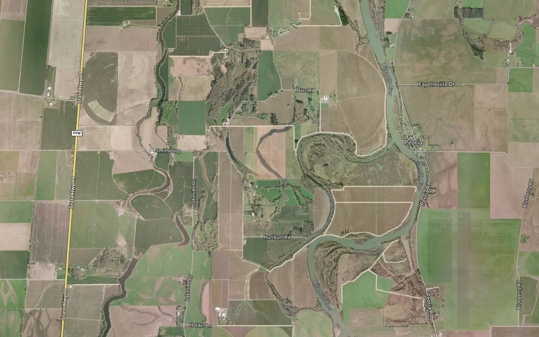 Satellite map of the Riser Lake