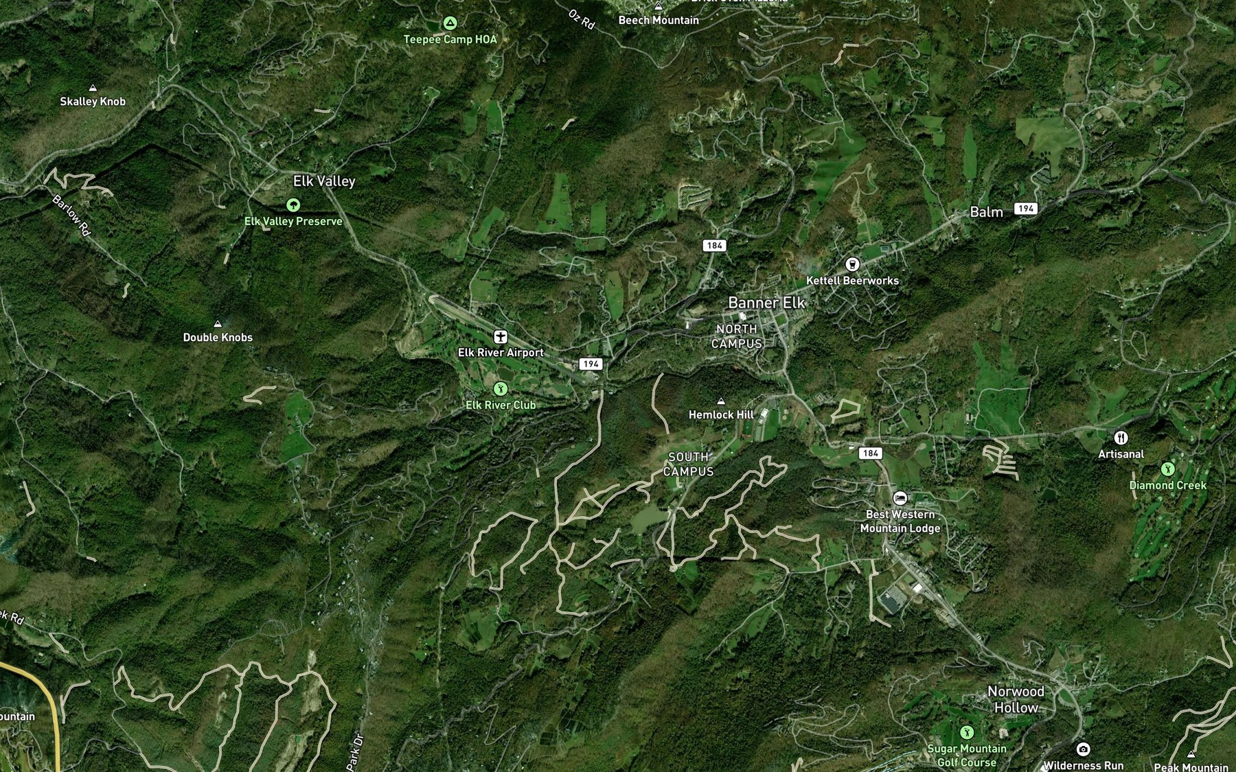 Satellite map of the Wildcat Creek