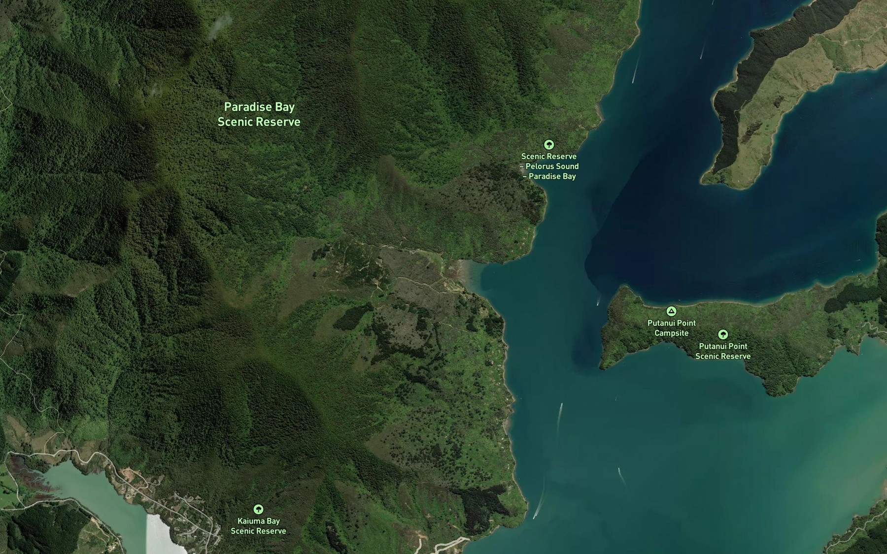 Satellite map of the Rimu Bay