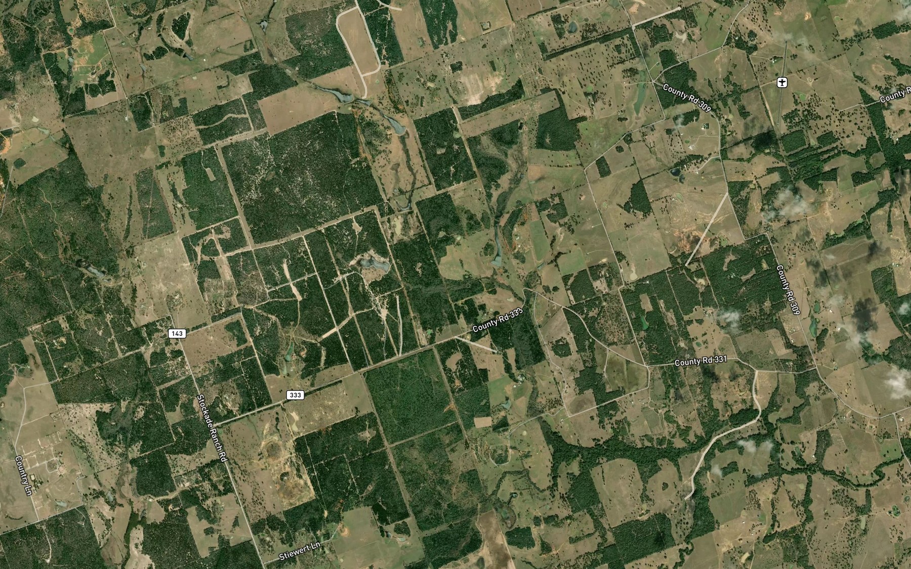 Satellite map of the Gum Spring Branch