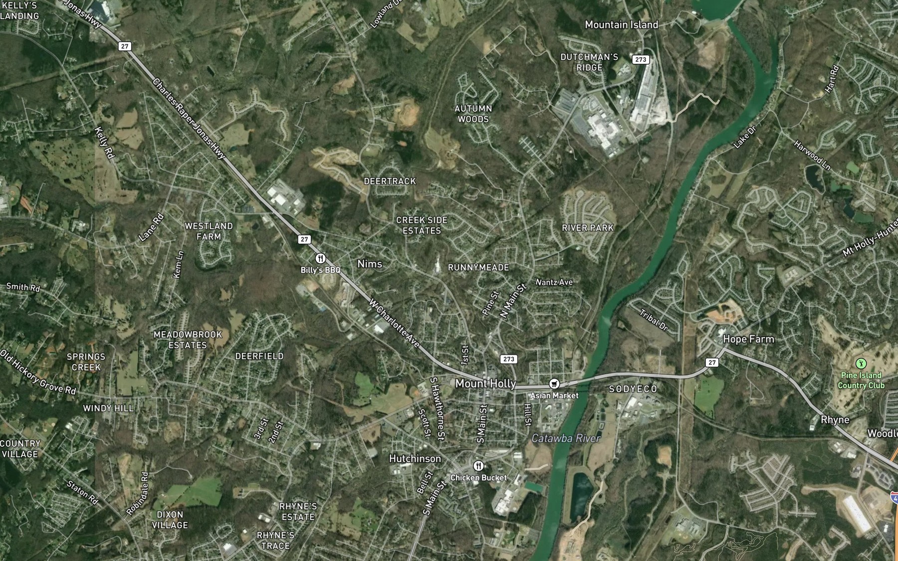 Satellite map of the Taylors Creek