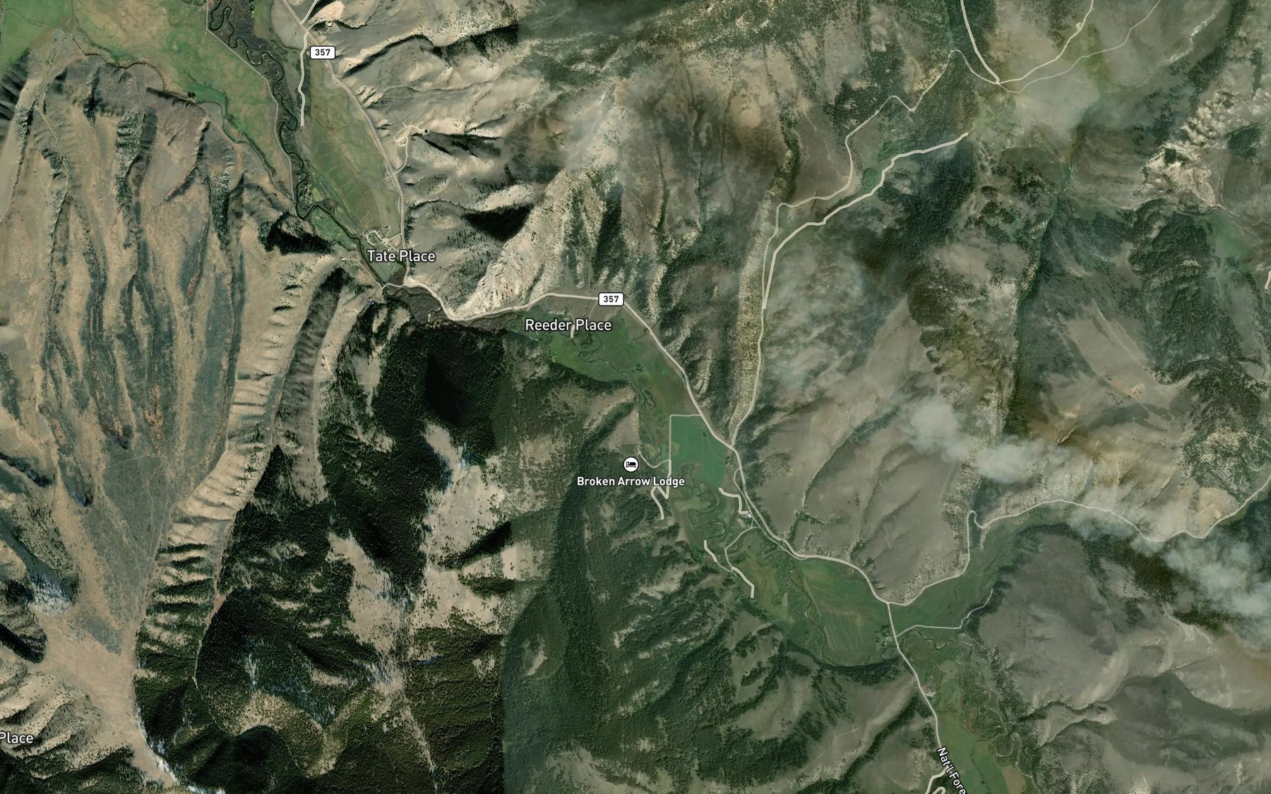 Satellite map of the Jobe Creek