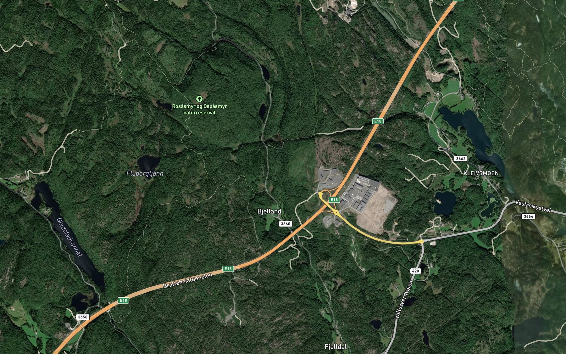 Satellite map of the Fjelldalsbekken