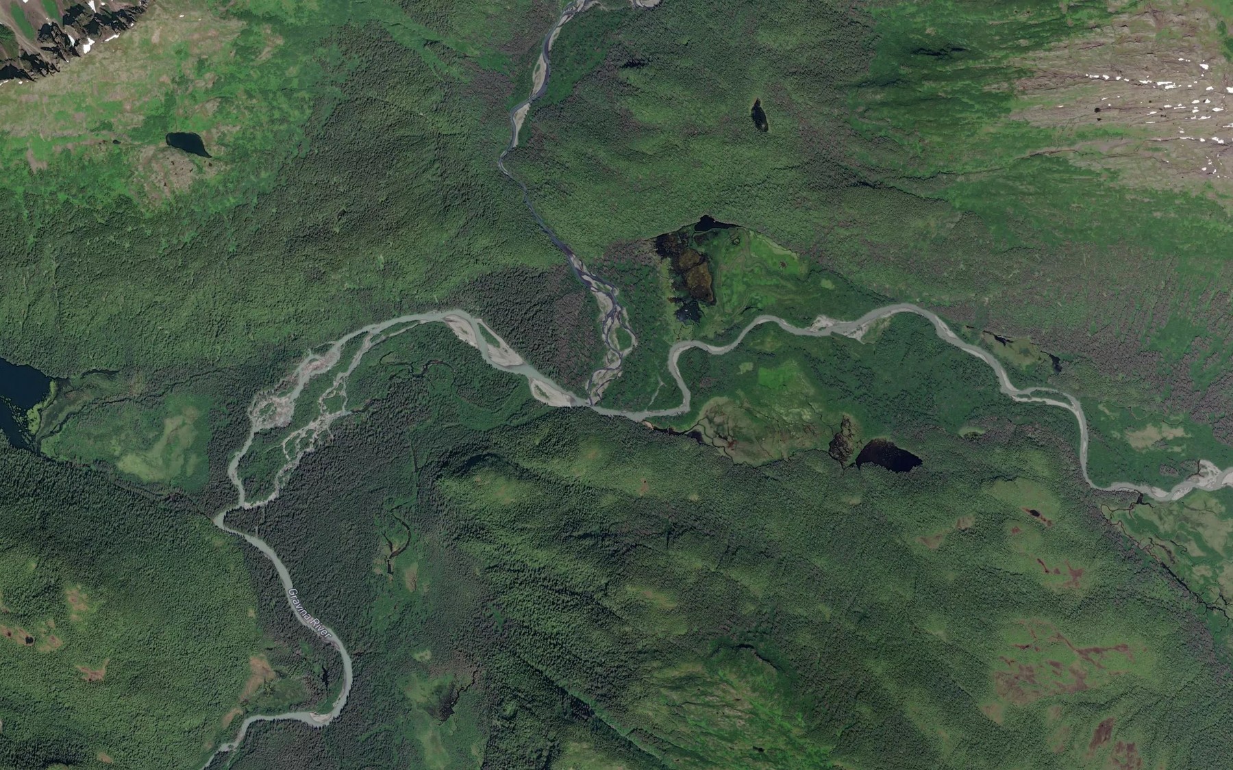 Satellite map of the Dead Creek