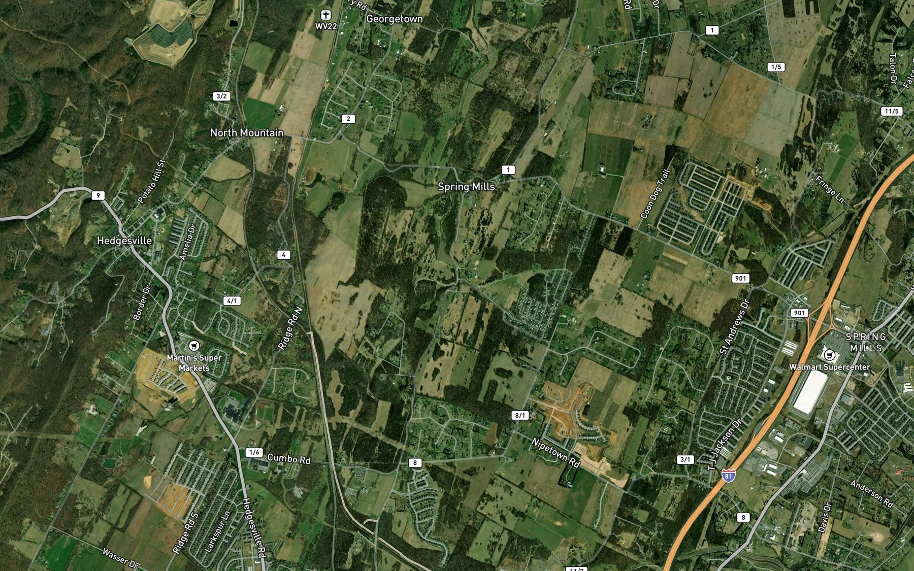Satellite map of the Harlan Spring