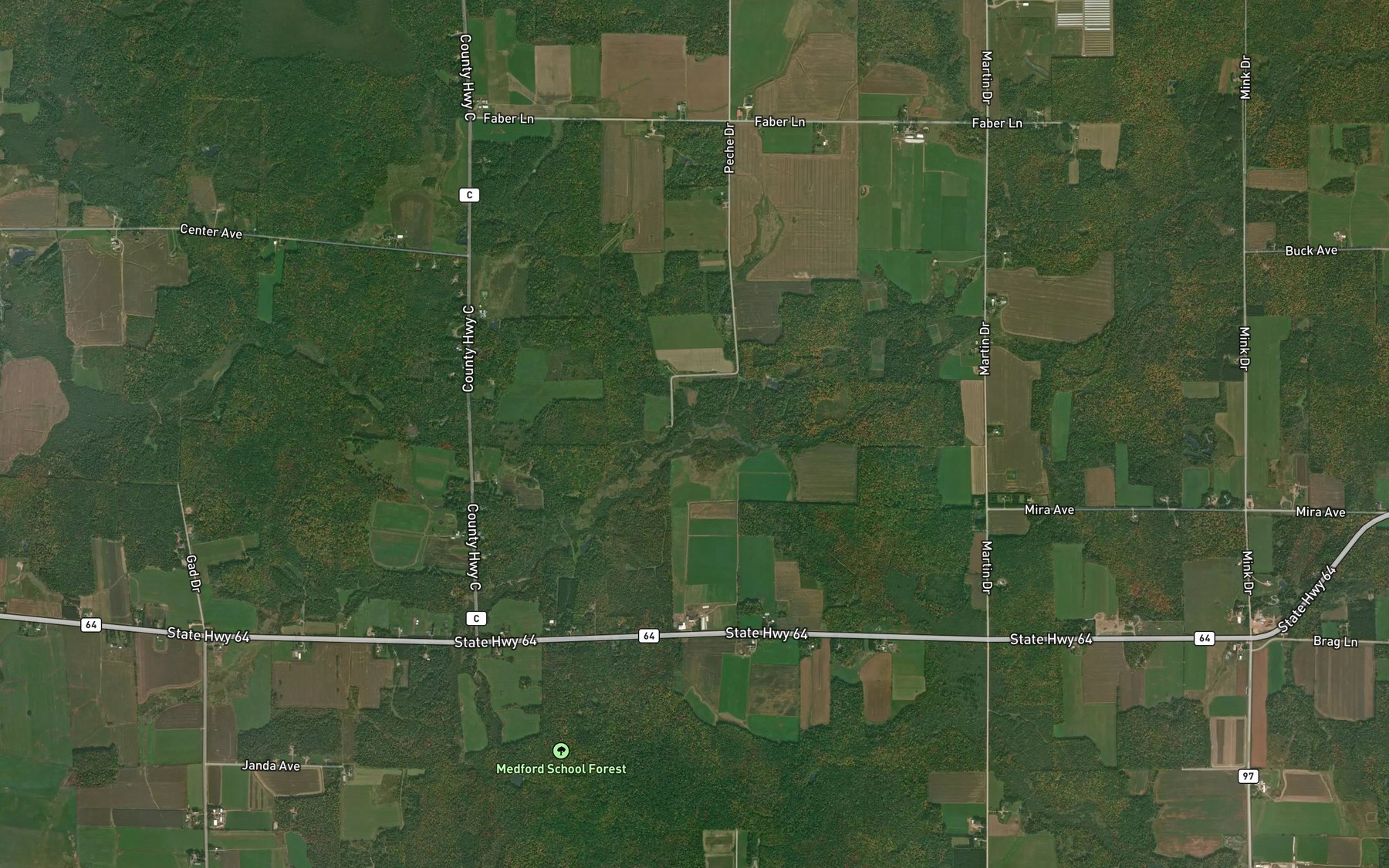 Satellite map of the Coffee Creek