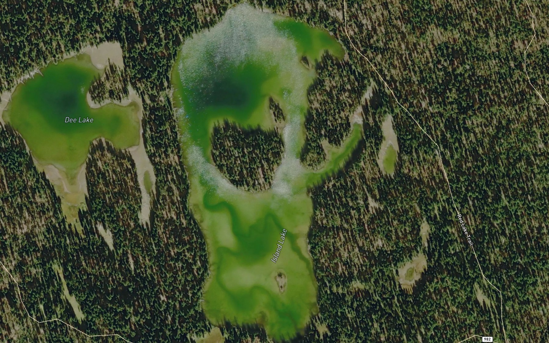 Satellite map of the Island Lake