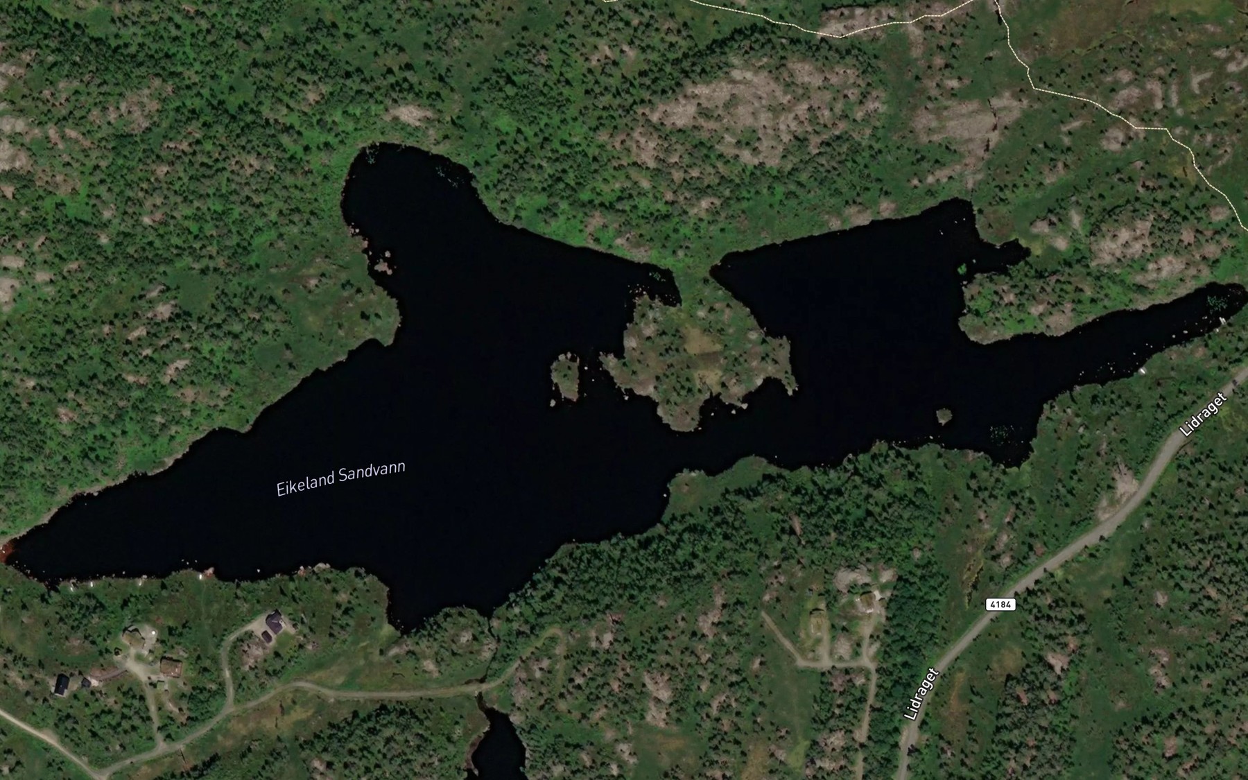 Satellite map of the Eikeland Sandvann