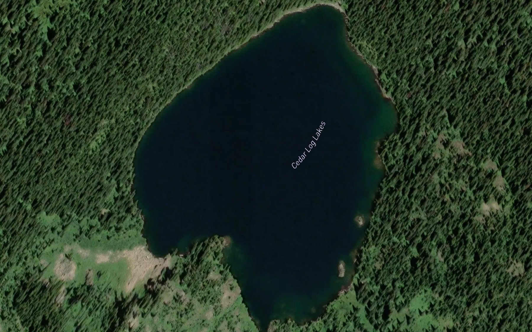 Satellite map of the Cedar Log Lakes