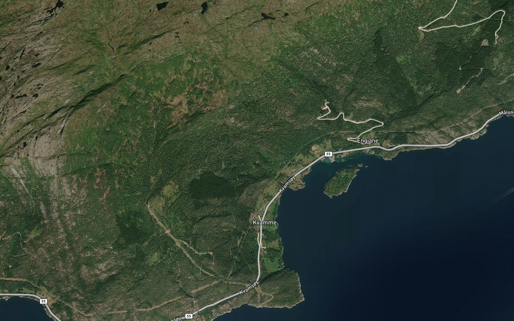 Satellite map of the Kvamselvi