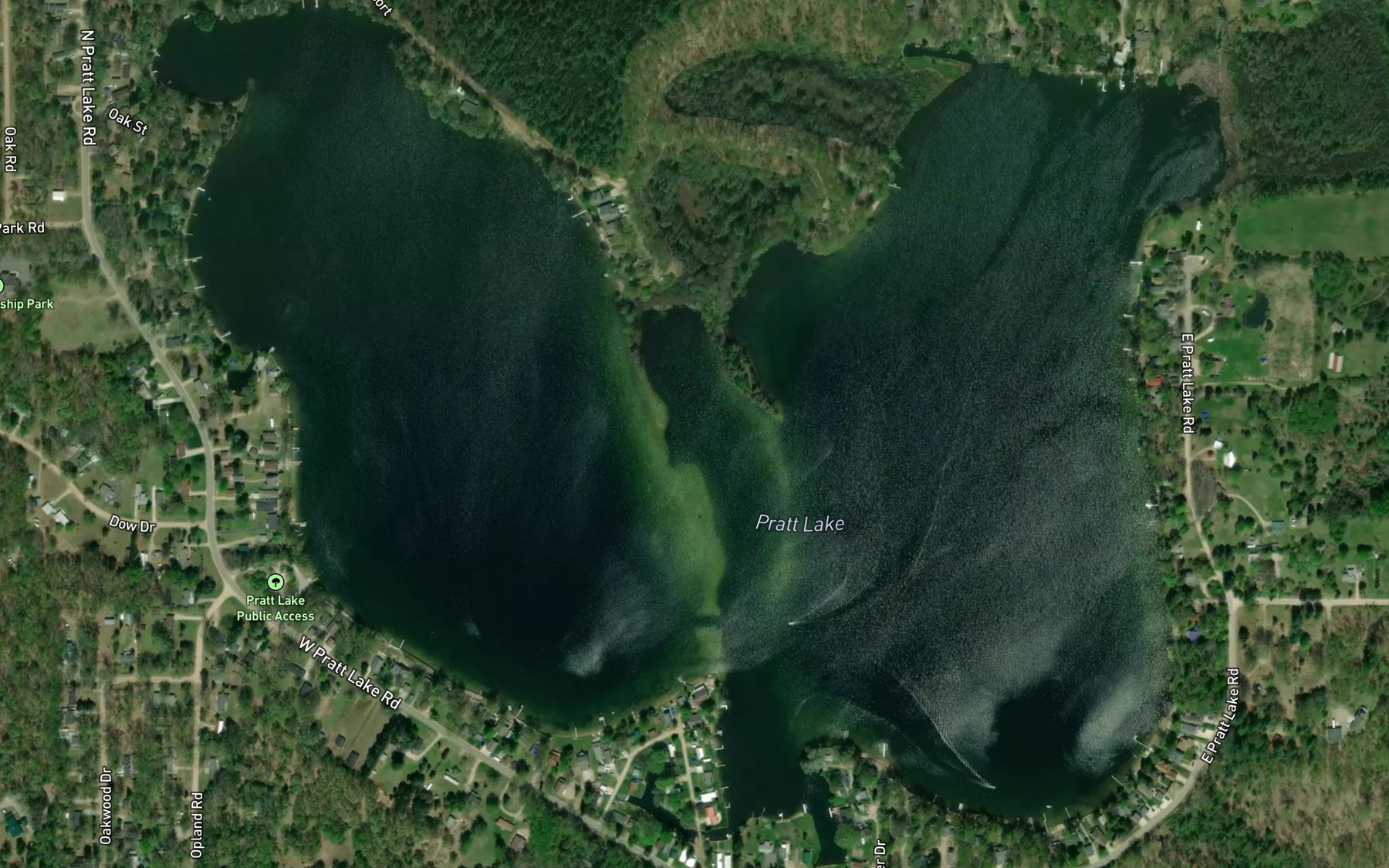 Satellite map of the Pratt Lake