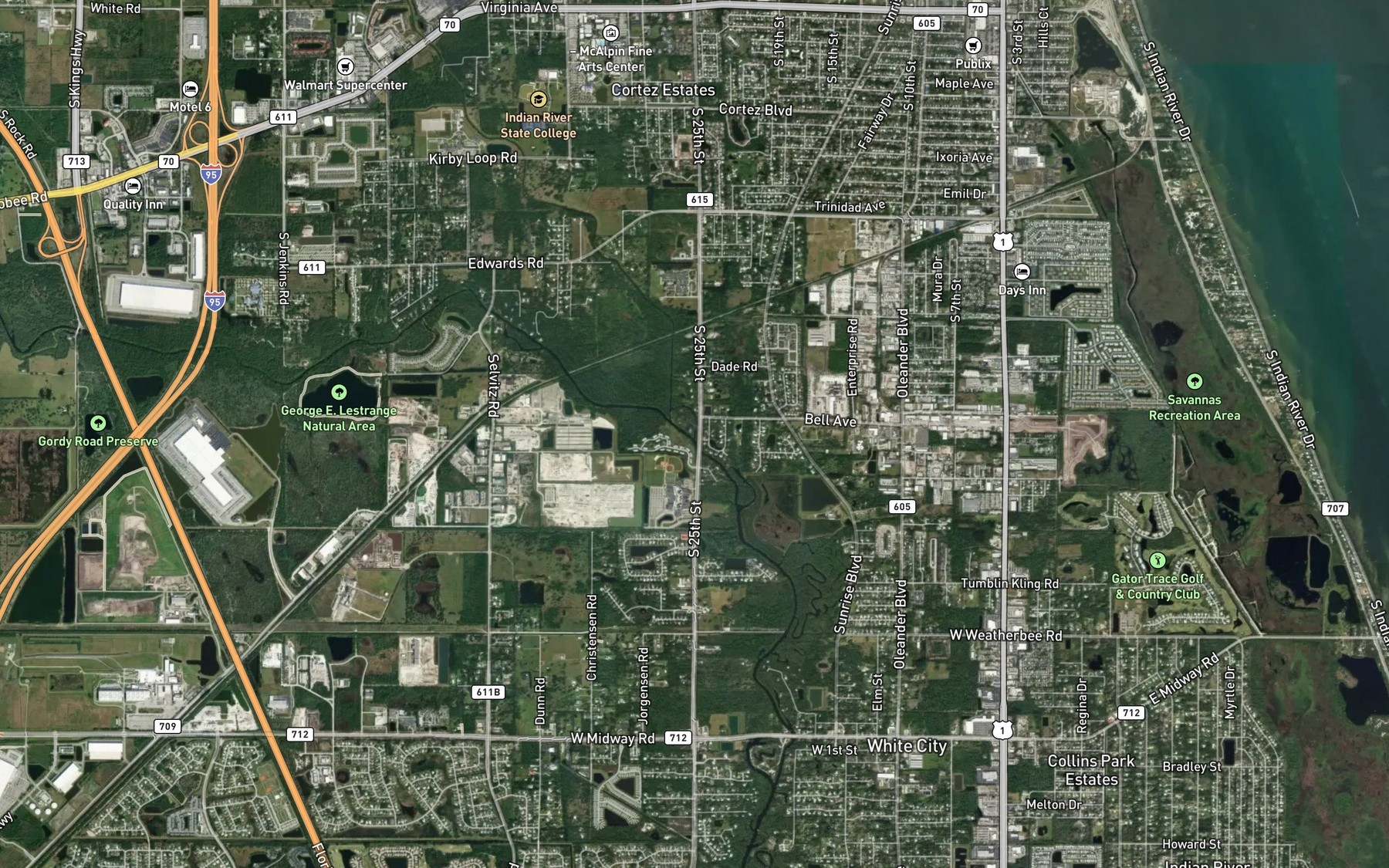 Satellite map of the Fivemile Creek