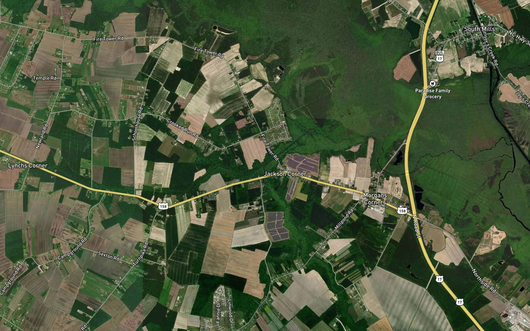 Satellite map of the Mill Pond Creek