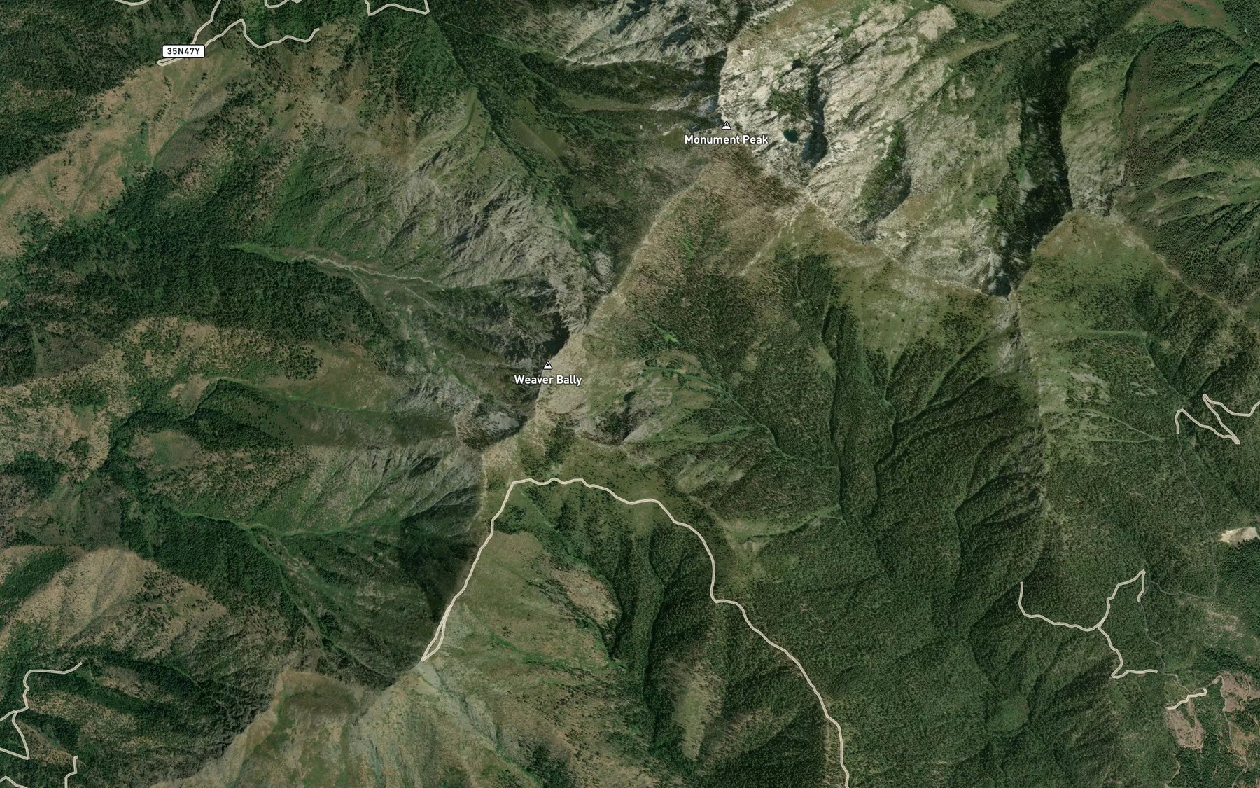 Satellite map of the East Weaver Lake