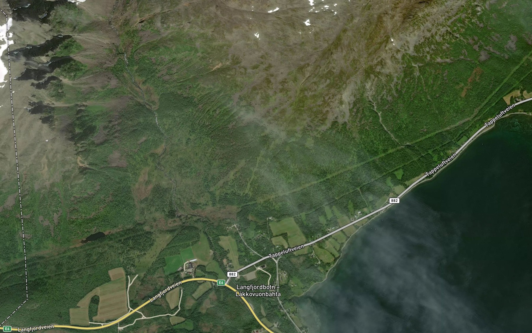 Satellite map of the Langelva