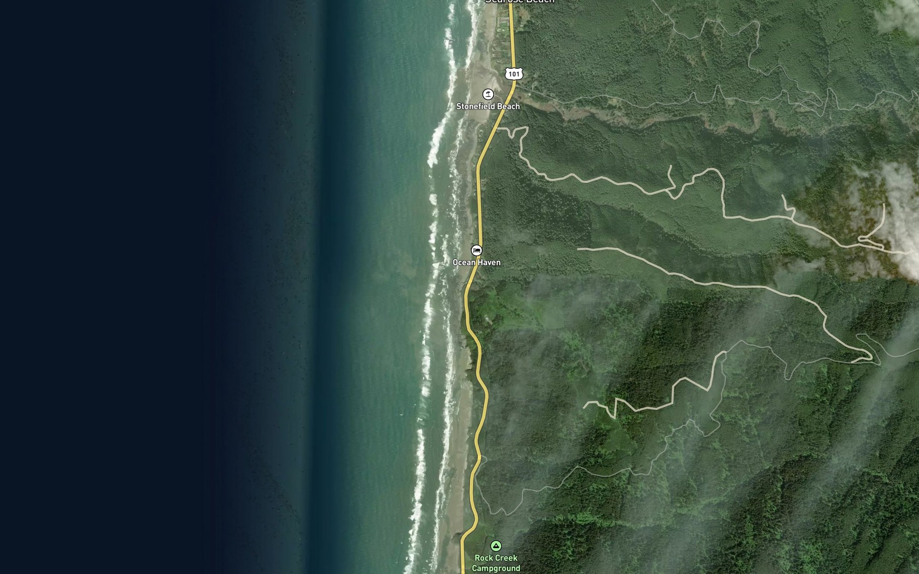 Satellite map of the Tokatee Creek