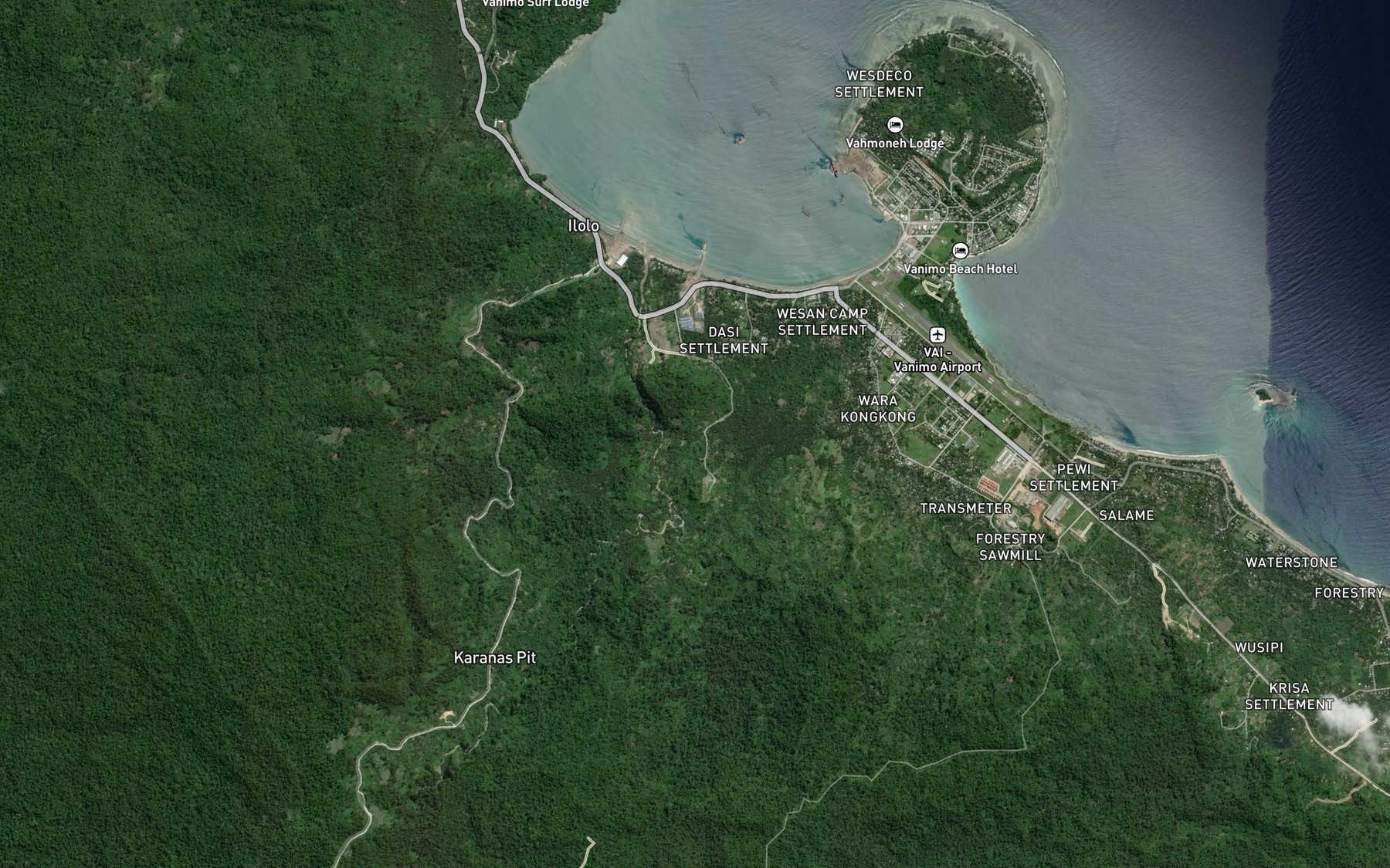 Satellite map of the Umani Creek