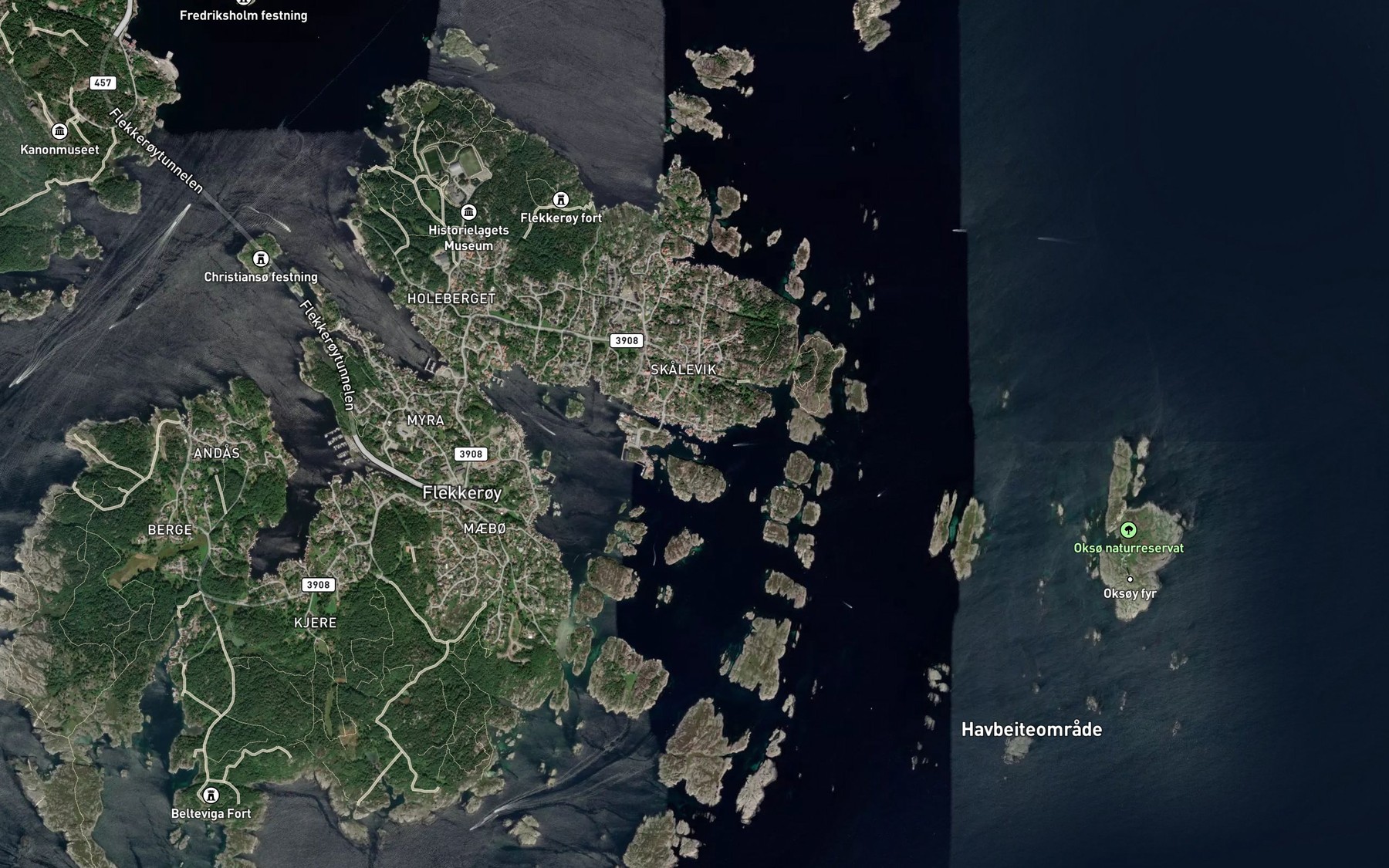 Satellite map of the Teinebakken