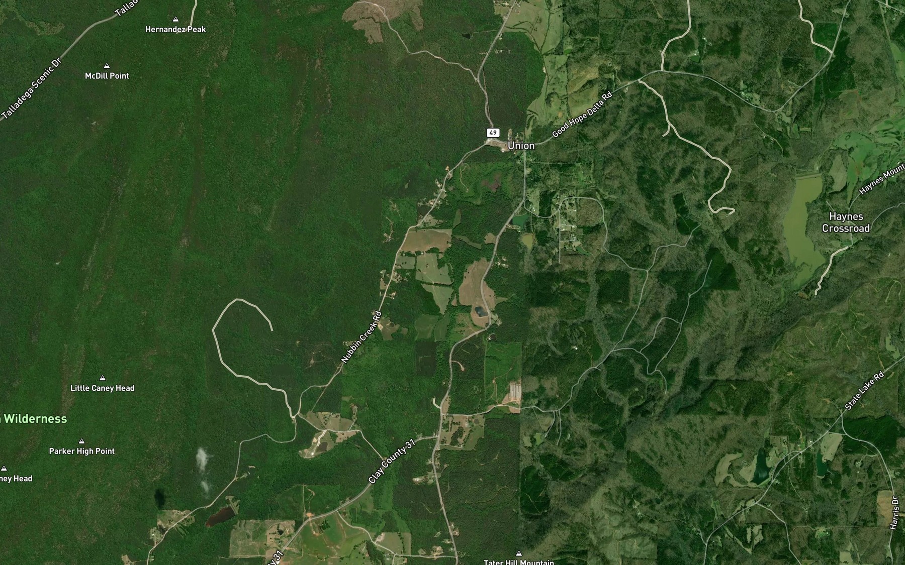 Satellite map of the Horse Creek