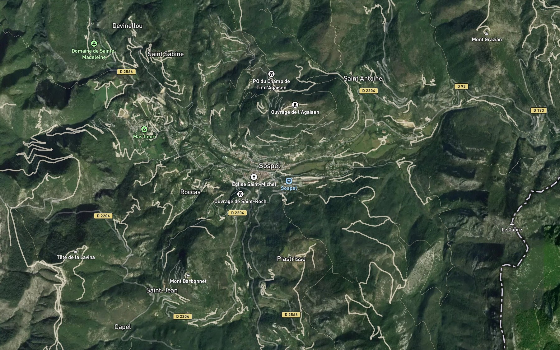 Satellite map of the Torrent le Merlanson