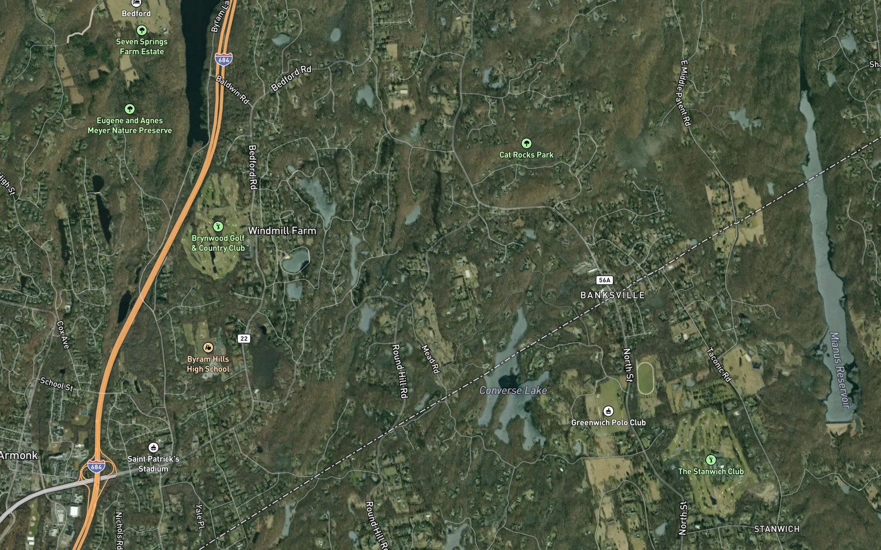 Satellite map of the Saddle Pond