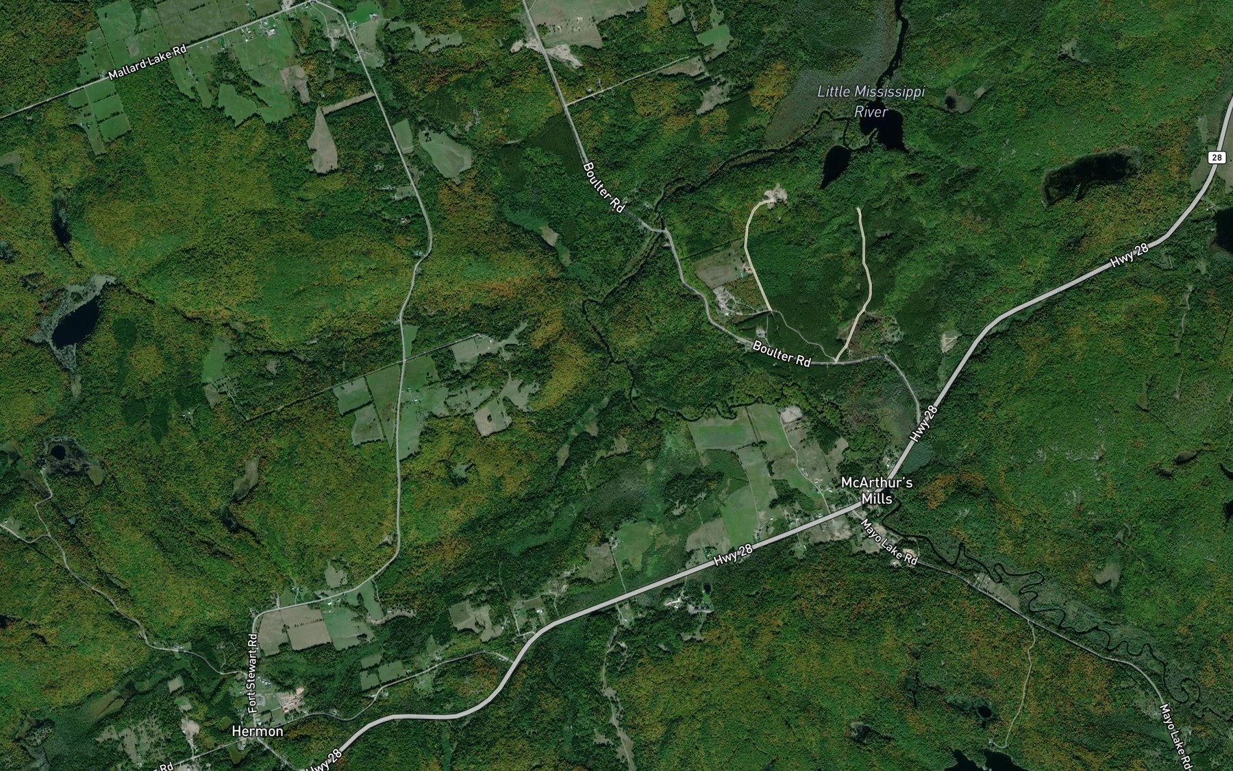 Satellite map of the Hestler Creek
