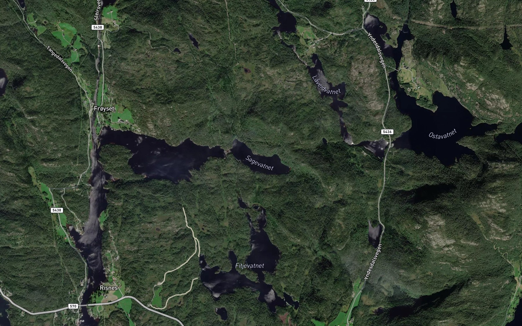 Satellite map of the Sagevatnet