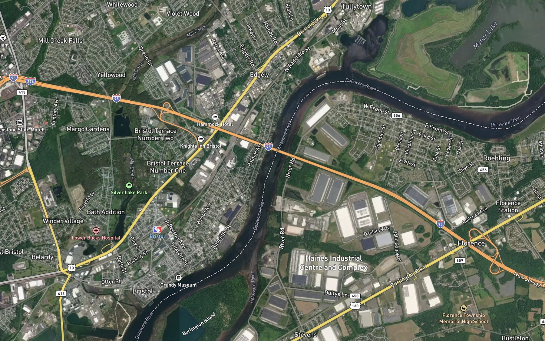 Satellite map of the Landreth Channel