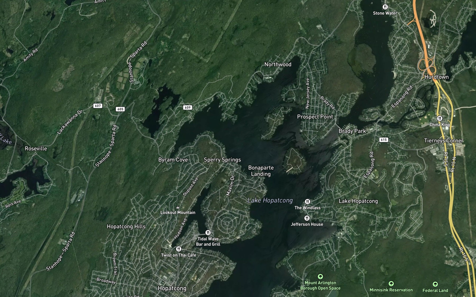Satellite map of the Byram Bay