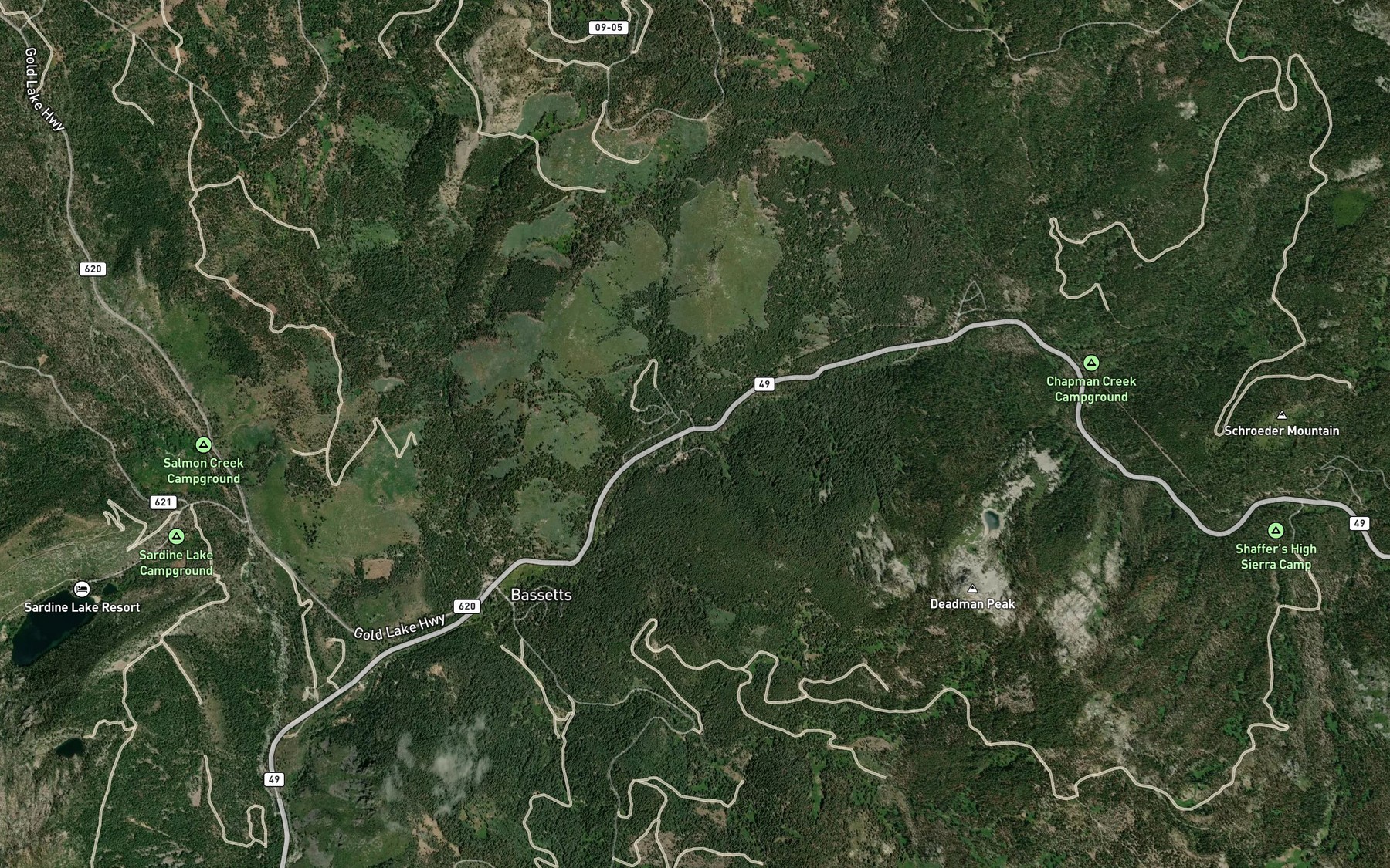 Satellite map of the Carvin Creek
