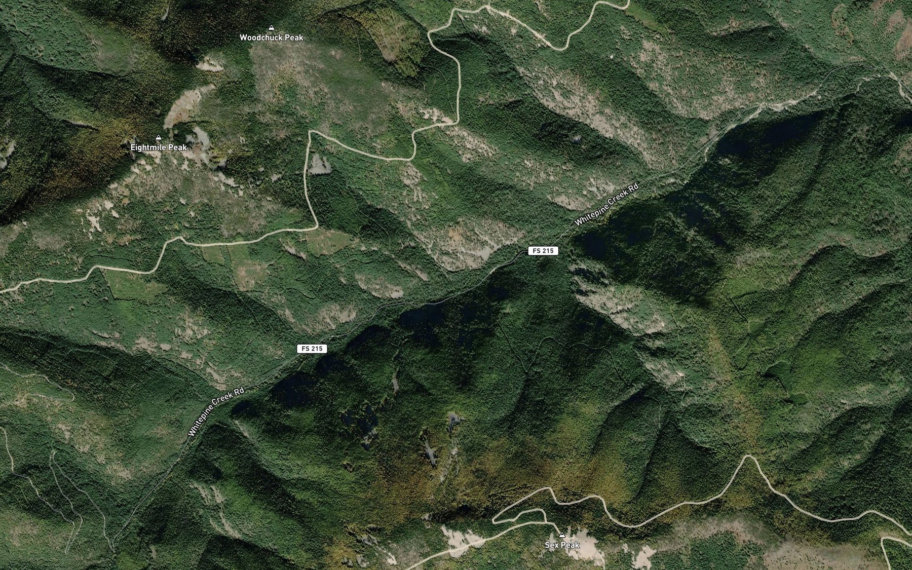 Satellite map of the Woodchuck Creek