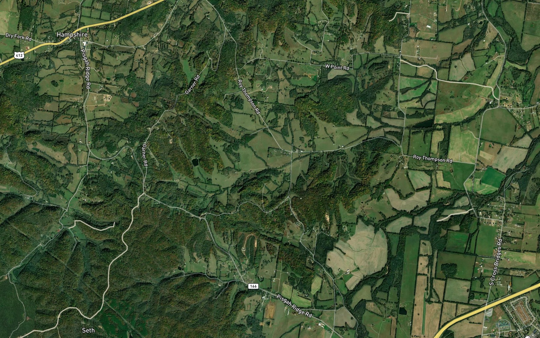Satellite map of the Goat Hollow Branch