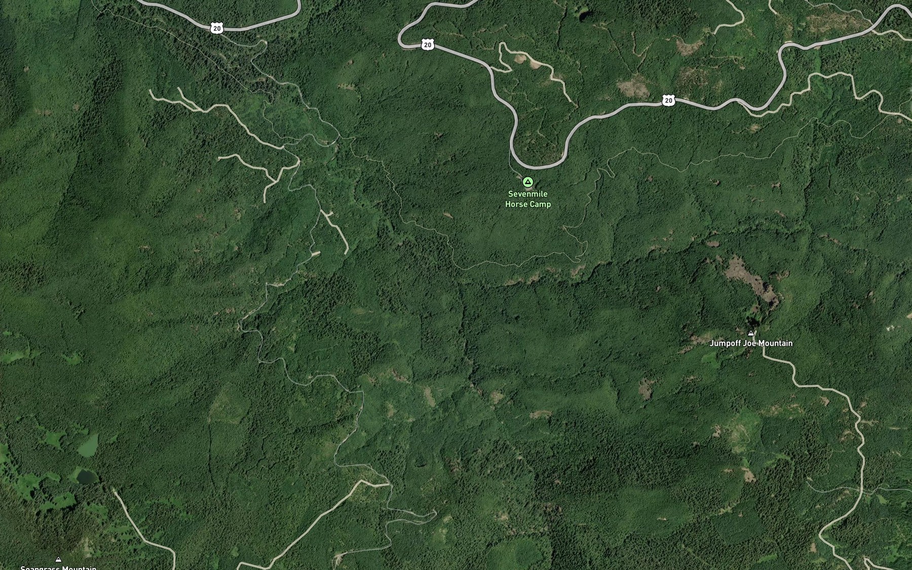 Satellite map of the Sevenmile Creek
