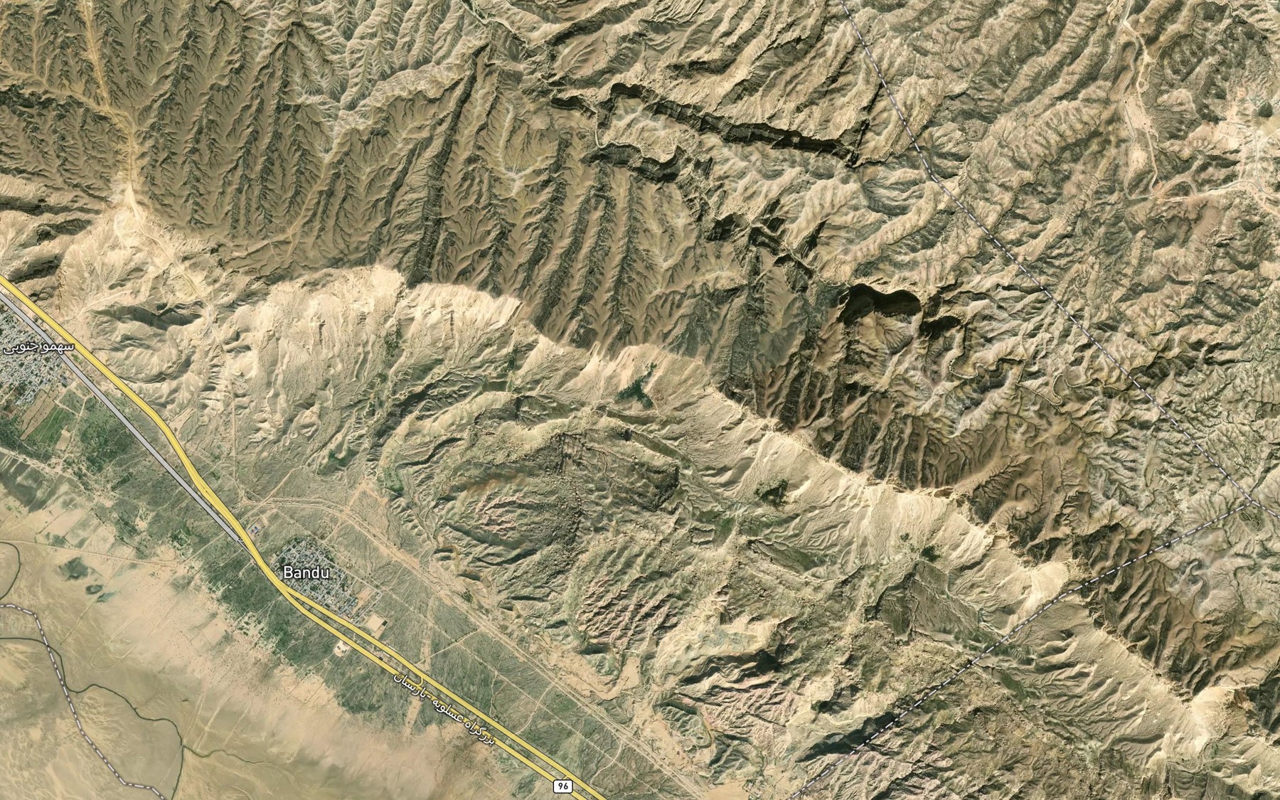 Satellite map of the Cheshmeh-ye `Eyn os Sadeh