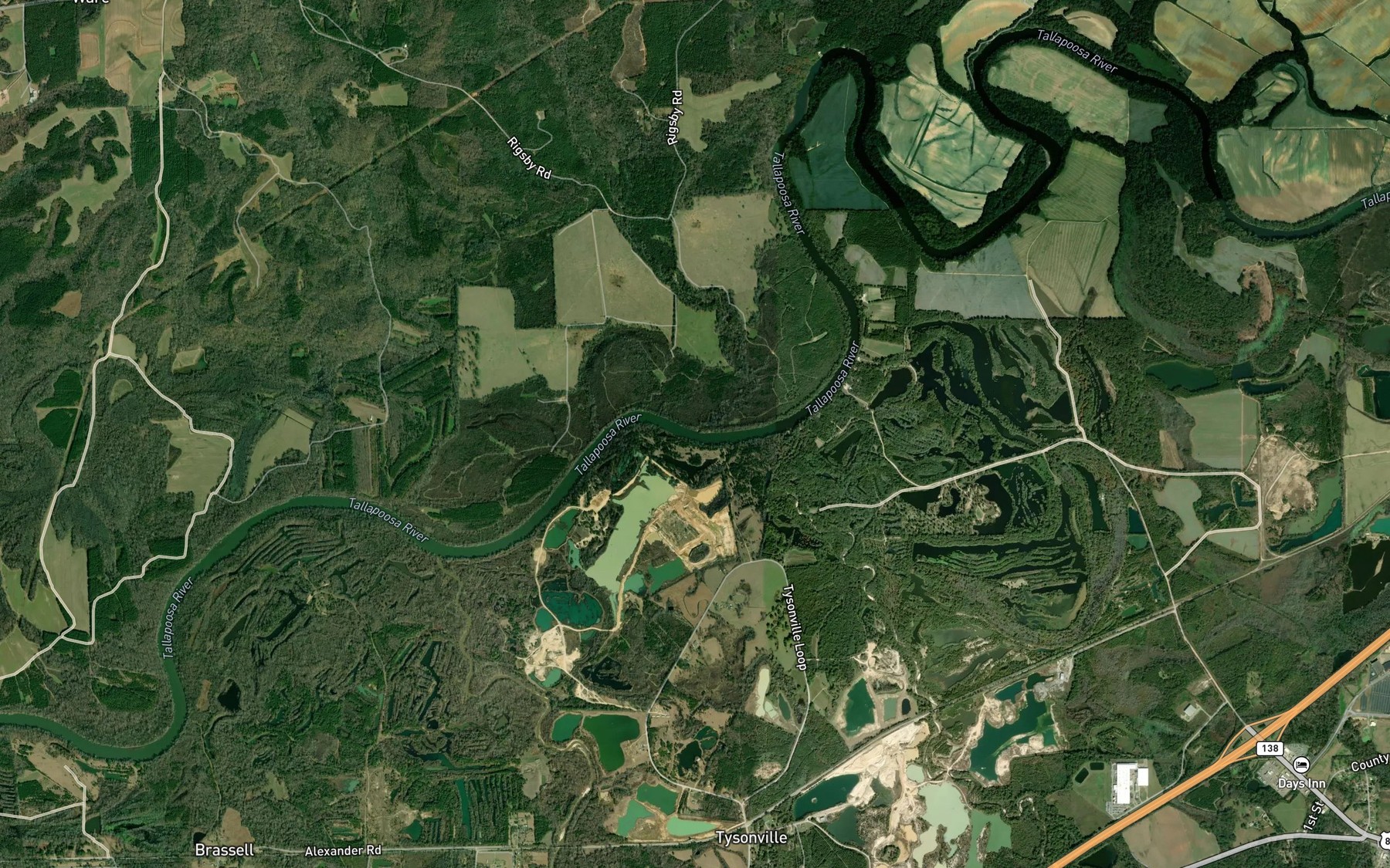 Satellite map of the Goodwater Creek