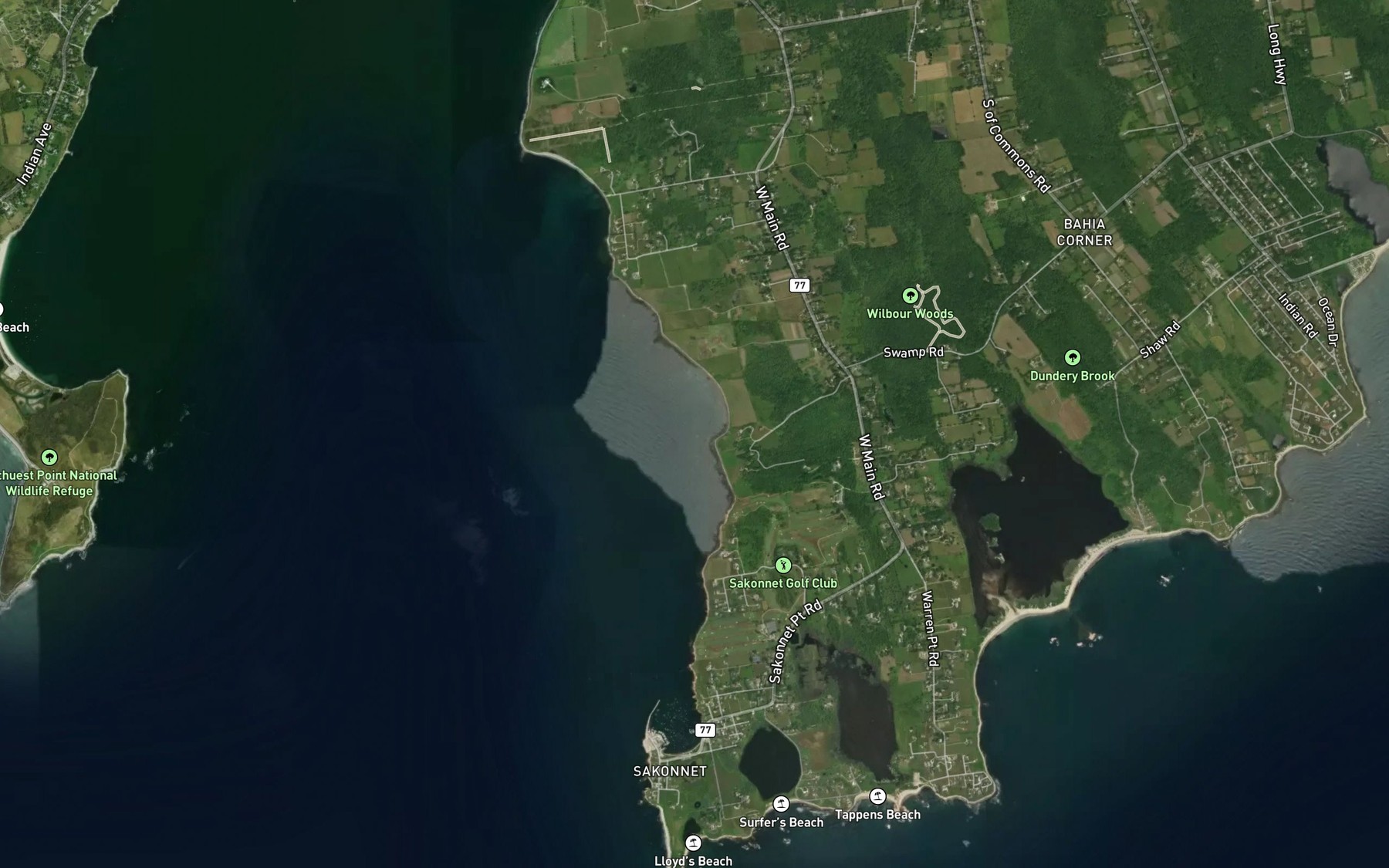 Satellite map of the Church Cove