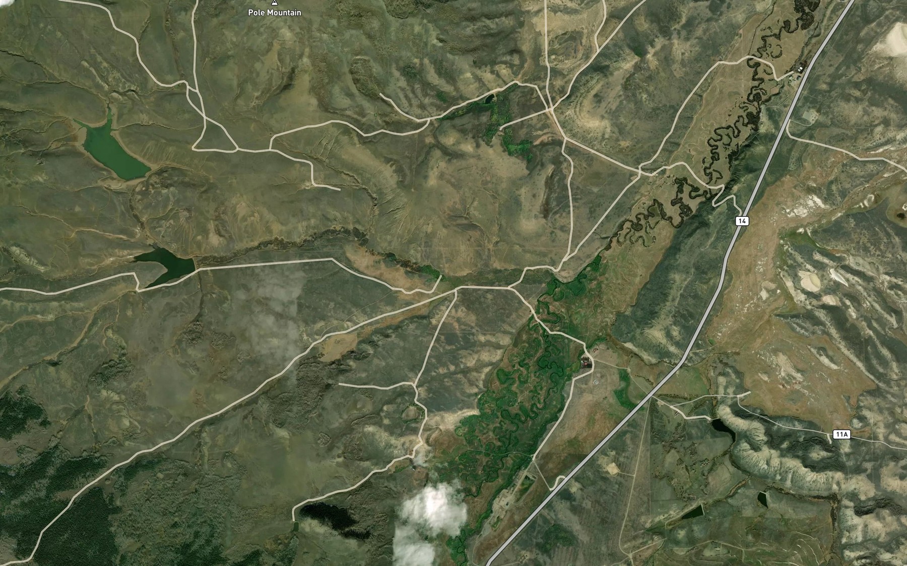 Satellite map of the South Fork Mexican Creek