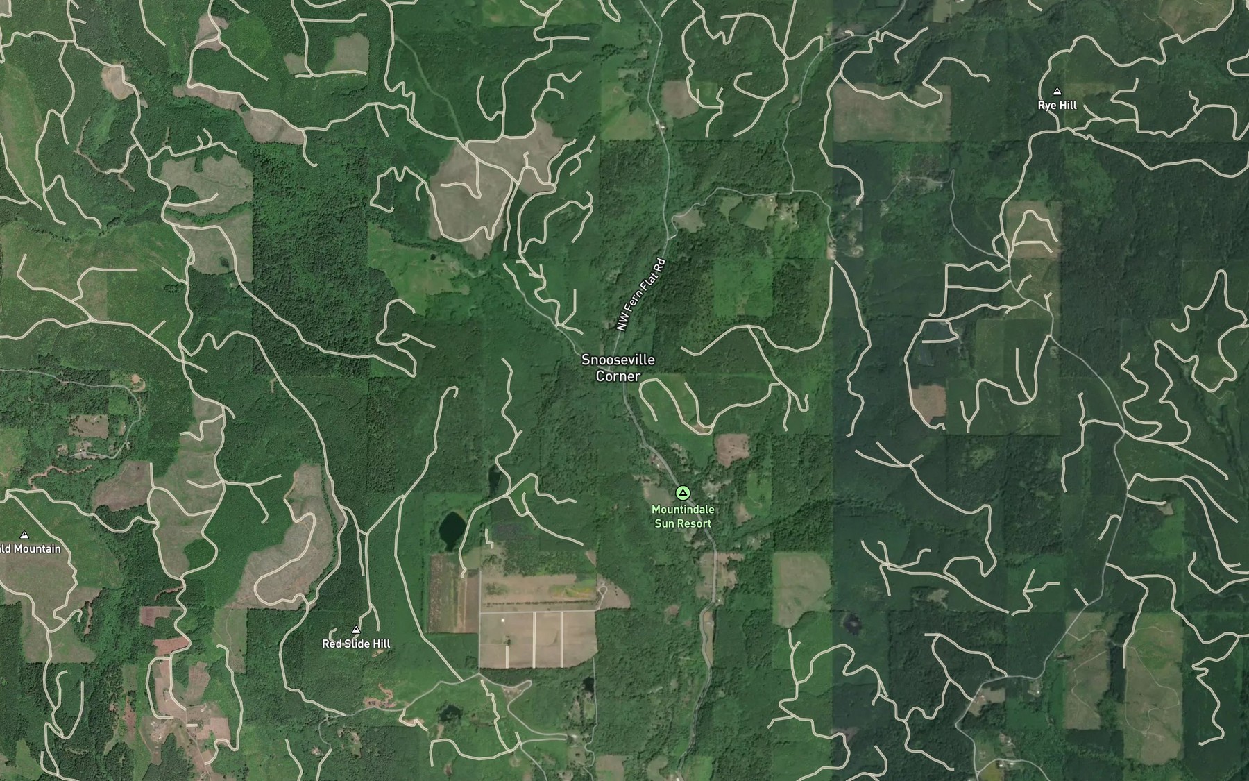 Satellite map of the Denny Creek