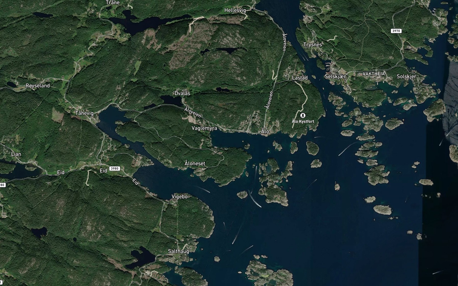Satellite map of the Hunskilen