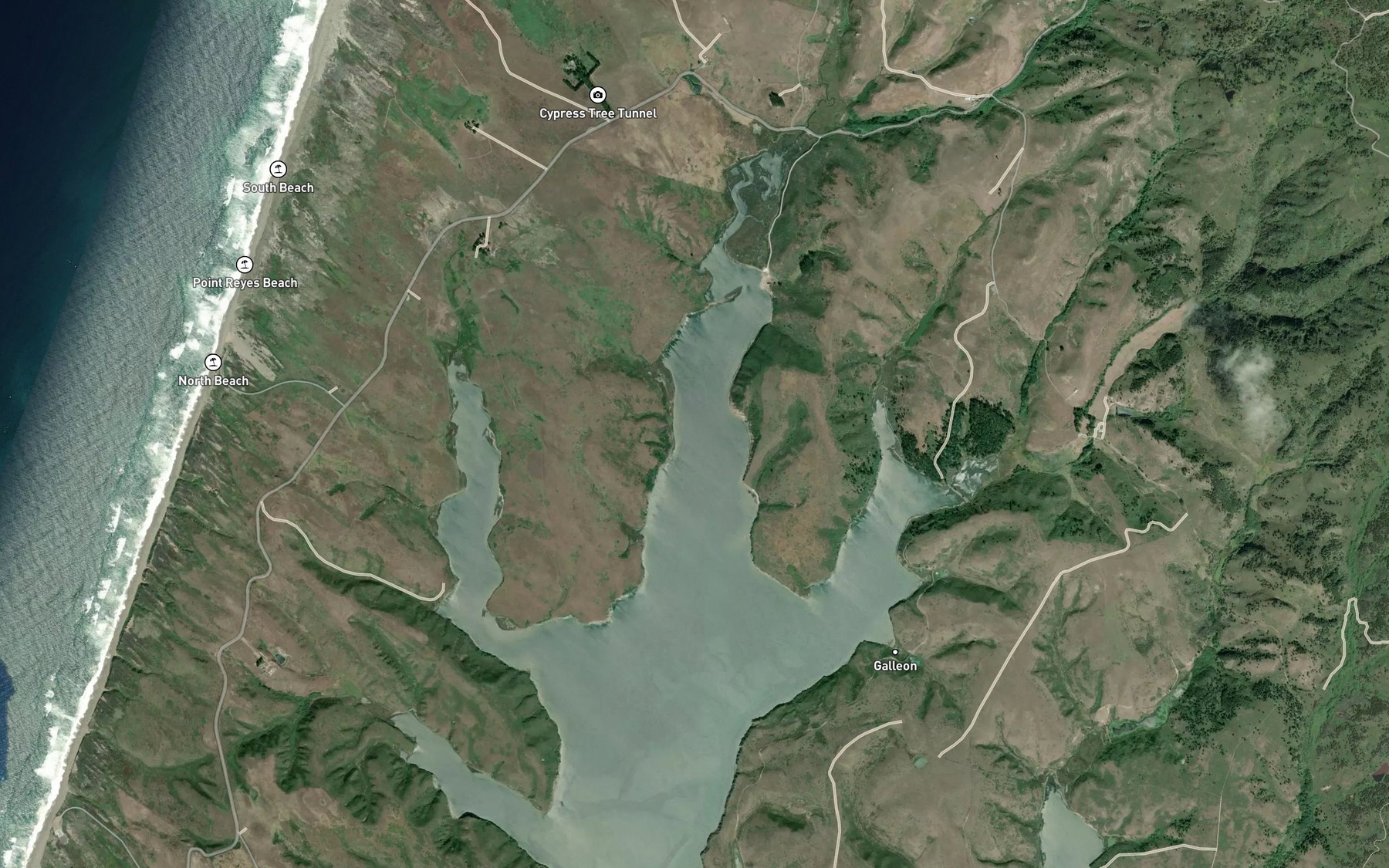 Satellite map of the Schooner Bay