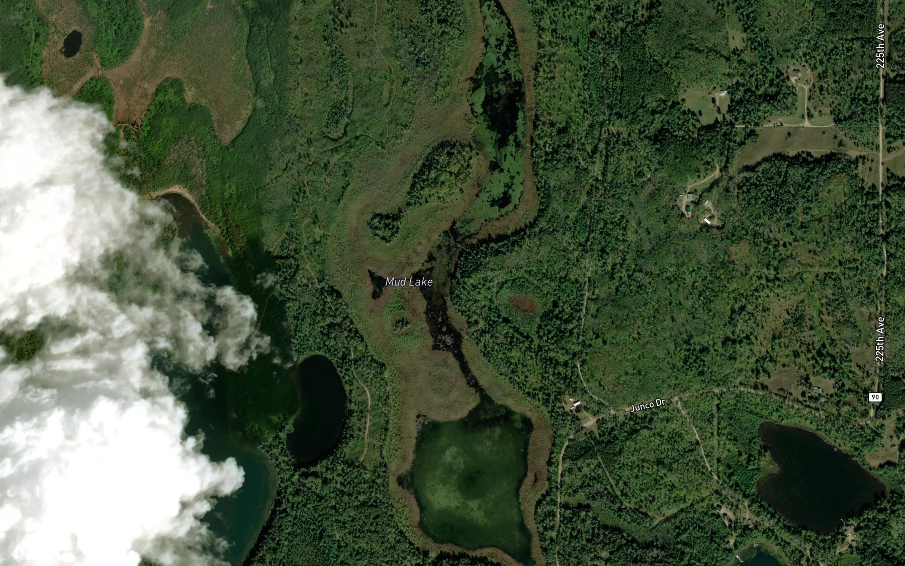 Satellite map of the Mud Lake