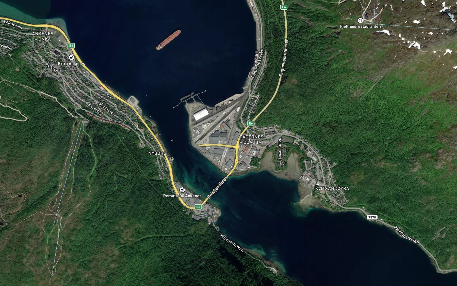 Satellite map of the Fagernesleira