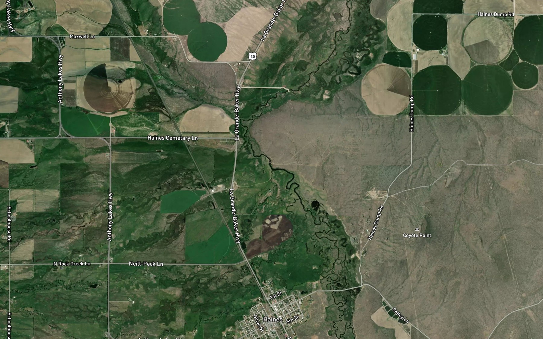 Satellite map of the Sand Creek