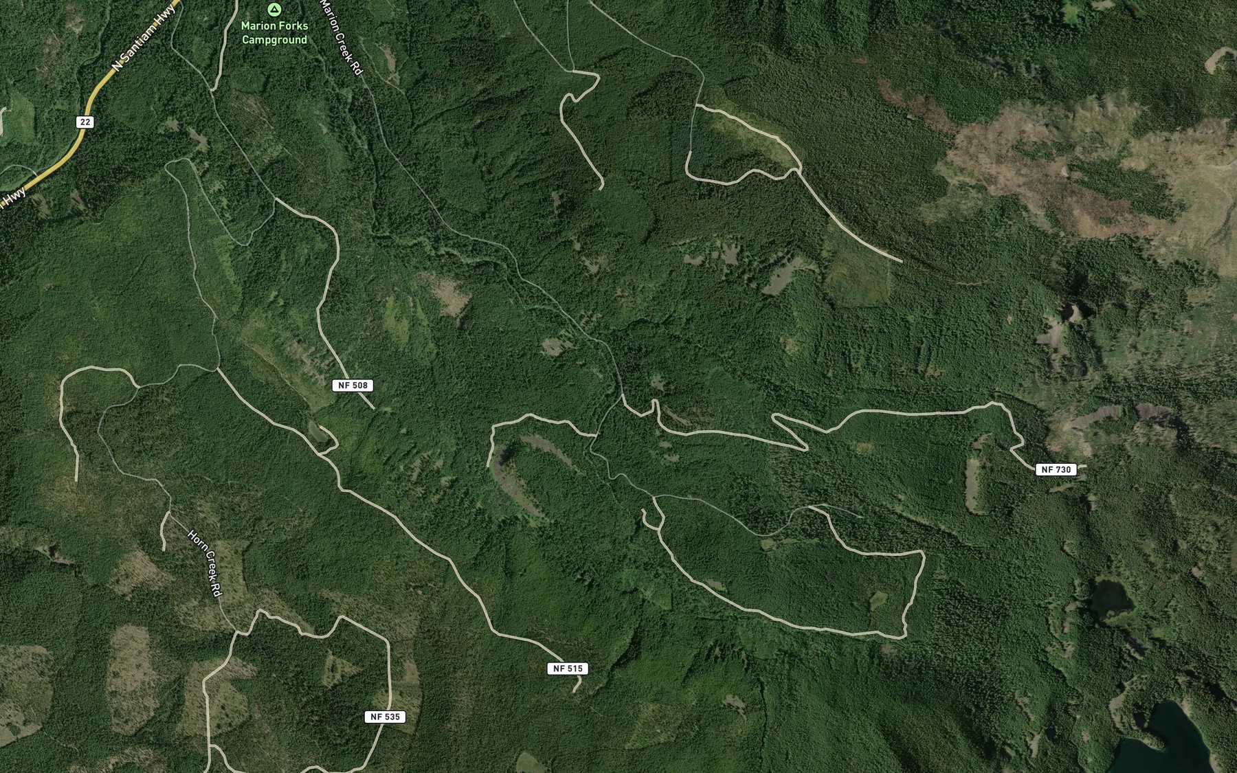 Satellite map of the Moon Creek