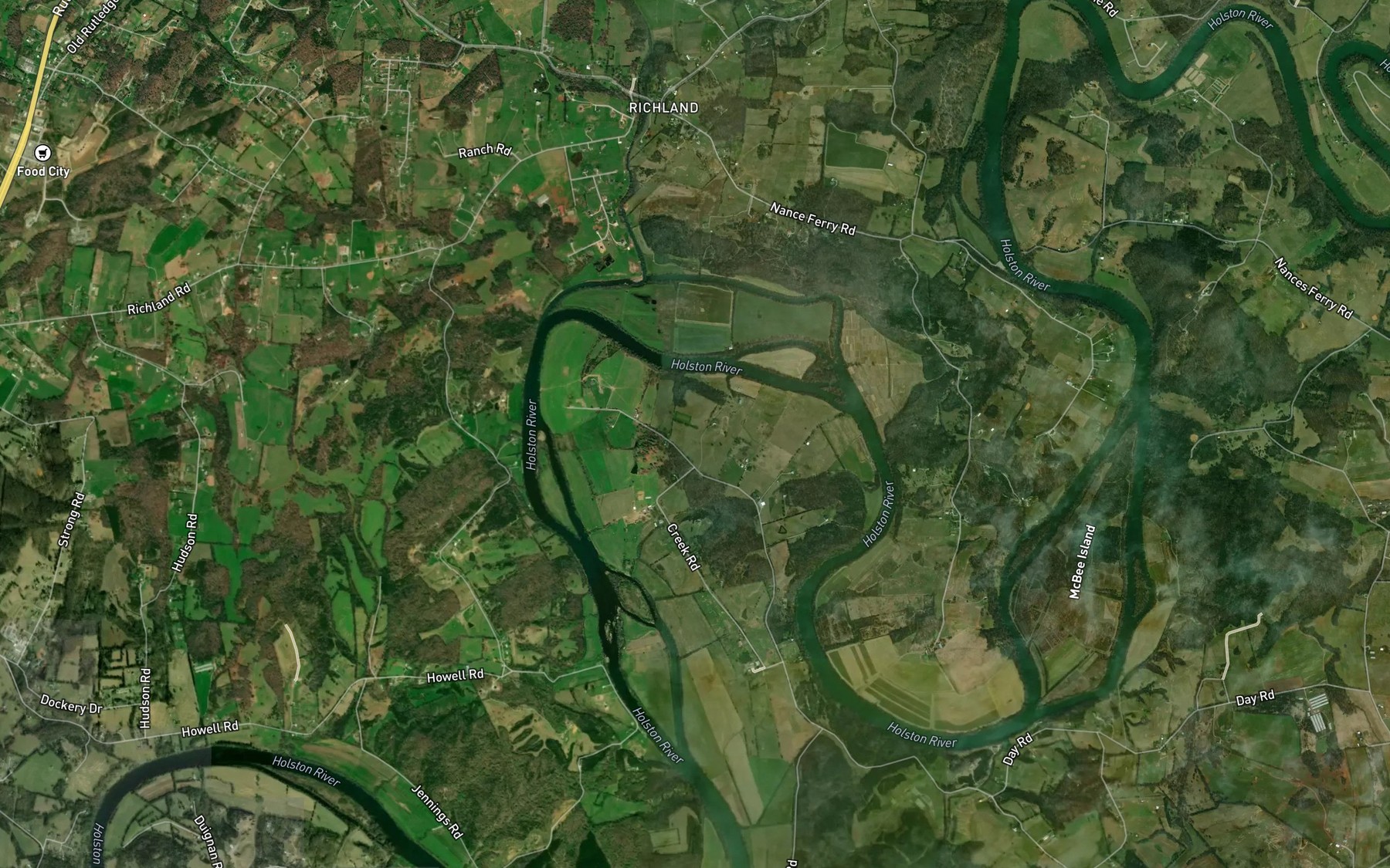 Satellite map of the Sweet Gum Bend