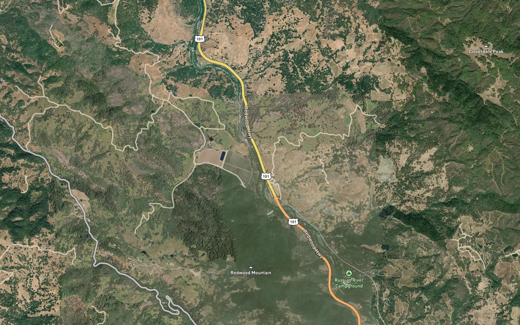 Satellite map of the Edwards Creek