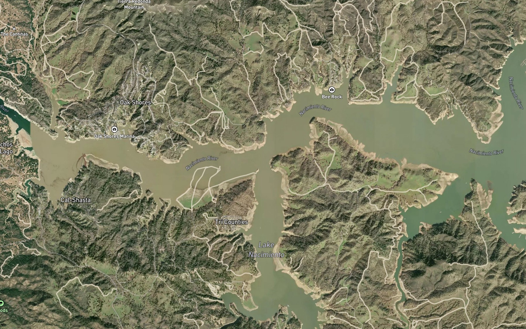 Satellite map of the Las Tablas Creek