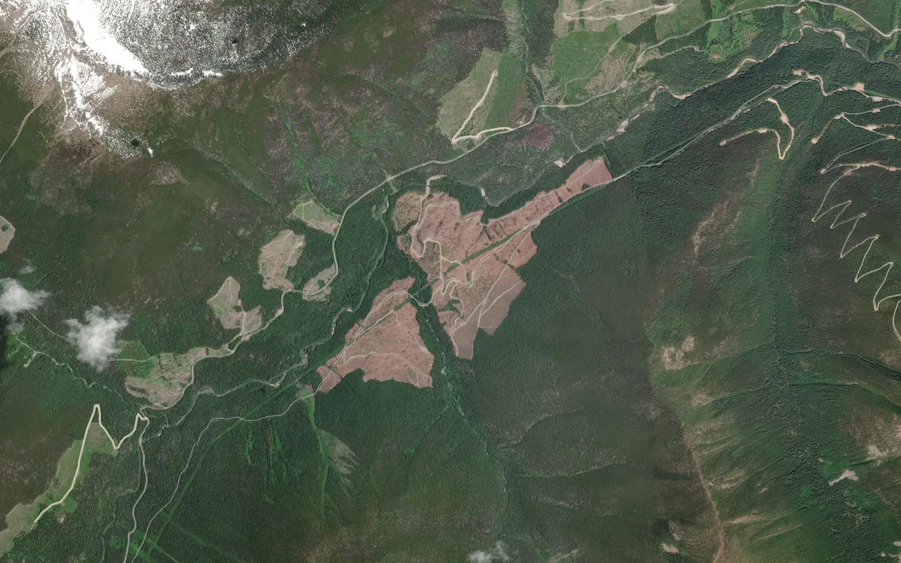 Satellite map of the Parkers Creek